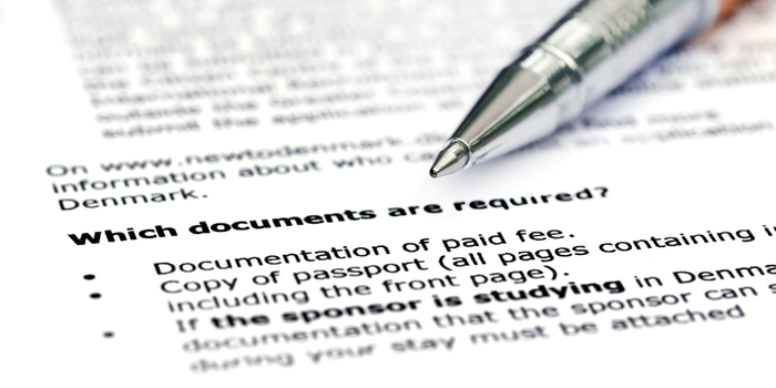 A checklist of required documents for university applications